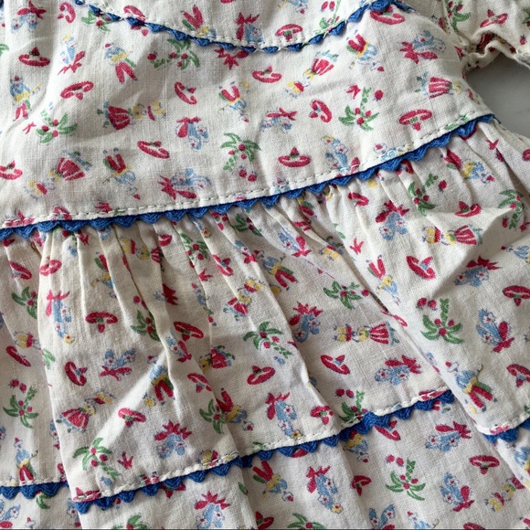 Vintage 40s Novelty Print Peter Pan Collar Dress - Picture 5 of 7